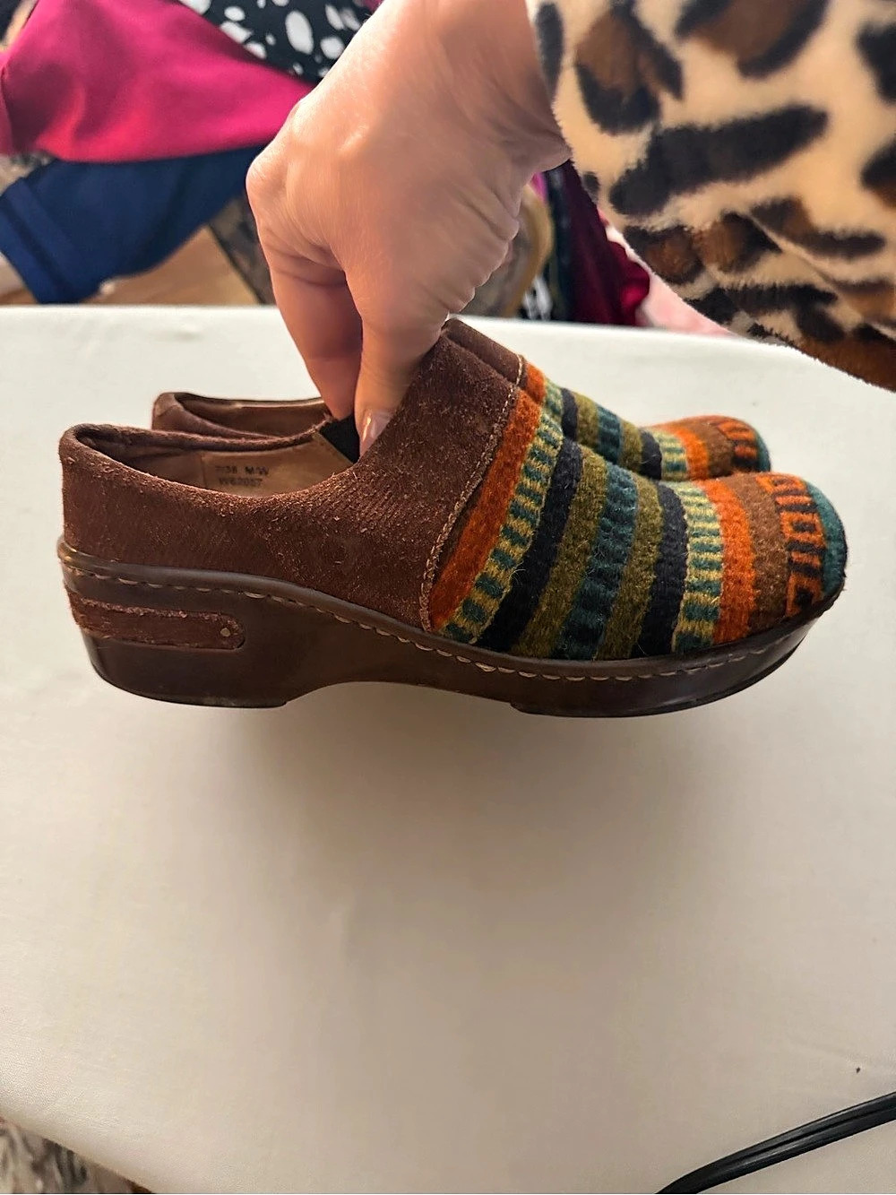 Striped Brown & Green Moccasins - Picture 3 of 6